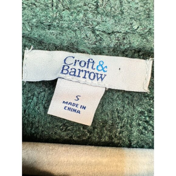 Croft & Barrow 1/4 Zip Cable Knit Sweater Size S Green Stretch Soft - Picture 3 of 10